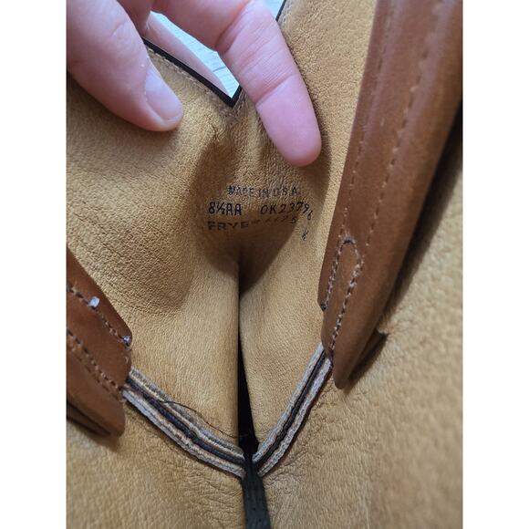 Vintage Sz 8.5 AA - FRYE Cowboy Pull ON Brown 6175 Leather Boots Made in USA - Picture 9 of 15